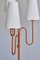 Modern Swedish Sculptural Three Arm Floor Lamp in Elm and Silk, 1930s 6