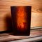 Vintage Amber Coloured Rectangular Vase 6