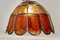 Large Arts and Crafts Amber Leaded Glass Pendant Lights, 1960s, Set of 2 5