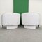 Round Shell Lounge Chairs in White Leather from Marac, 1980s, Set of 2 5