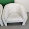 Round Shell Lounge Chairs in White Leather from Marac, 1980s, Set of 2 10