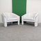 Round Shell Lounge Chairs in White Leather from Marac, 1980s, Set of 2, Image 1