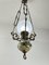 Lámpara colgante de bronce, cerámica y vidrio, Italia, años 50, Imagen 2