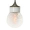 Vintage Industrial White Porcelain, Clear Glass & Brass Pendant Light 2