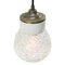 Vintage Industrial White Porcelain, Clear Glass & Brass Pendant Light, Image 4