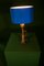 Bronze Table Lamp with Oval Lampshade in Royal Blue Silk 4