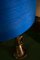 Bronze Table Lamp with Oval Lampshade in Royal Blue Silk, Image 2