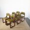 Italian Wooden Chairs with Green Leather Seats, 1960s, Set of 6 7