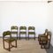 Italienische Holzstühle mit Grünen Ledersitzen, 1960er, 6 . Set 10