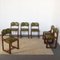 Italienische Holzstühle mit Grünen Ledersitzen, 1960er, 6 . Set 6