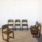 Italian Wooden Chairs with Green Leather Seats, 1960s, Set of 6 2