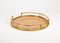 Round Serving Tray in Acrylic Glass, Rattan and Brass in the style of Christian Dior, Italy, 1970s 2