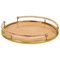 Round Serving Tray in Acrylic Glass, Rattan and Brass in the style of Christian Dior, Italy, 1970s 1