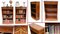 Walnut Bookcases with Open Front & Sheraton Inlay, Set of 2 4