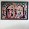 Framed African Batik Art Depicting a Rural Scene, Image 1