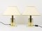 Lámparas de mesa de marfil y latón dorado, Italia, años 70. Juego de 2, Imagen 8