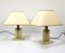 Lámparas de mesa de marfil y latón dorado, Italia, años 70. Juego de 2, Imagen 3