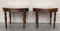 French Round Side or Coffee Tables with Wicker Tops and Carved Legs, 1960, Set of 2 3