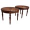 French Round Side or Coffee Tables with Wicker Tops and Carved Legs, 1960, Set of 2 1
