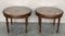 Runde Französische Beistelltische oder Couchtische mit Tischplatte aus Korbgeflecht und geschnitzten Beinen, 1960, 2er Set 2