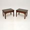 Antique Leather Top Side Tables, 1900, Set of 2, Image 4