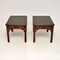 Antique Leather Top Side Tables, 1900, Set of 2 2
