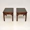 Antique Leather Top Side Tables, 1900, Set of 2, Image 2