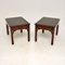 Tables d'Appoint Antiques en Cuir, 1900, Set de 2 1