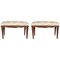French Neoclassical Style Walnut Benches with Carved Legs, 1890, Set of 2 1