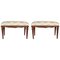 French Neoclassical Style Walnut Benches with Carved Legs, 1890, Set of 2, Image 1