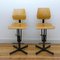 Industrial Beech & Metal High Chairs, 1950s, Set of 2 1
