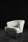 Low Mid-Century Scandinavian Modern Oak & Fabric Armchair with Rounded Backrest, 1960s 3