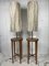 Wabi Sabi Teak and Copper Floor Lamps with Silk Shades attributed to Jan Des Bouvrie, Dutch, 1990s, Set of 2, Image 4