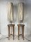 Wabi Sabi Teak and Copper Floor Lamps with Silk Shades attributed to Jan Des Bouvrie, Dutch, 1990s, Set of 2, Image 1