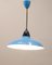 Mid-Century Metallic Roof Lamp Lacquered in Intense Blue, 1950s 7