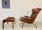 Leather Lounge Chair with Matching Footstool from Gote Møbler, 1970s, Set of 2 1