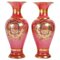 Vases Napoléon III en Opaline Rose de Baccarat, Set de 2 1