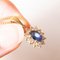 Vintage 18k Yellow Gold Chain Necklace with 18k Yellow Gold Daisy Pendant with Sapphire and Brilliant-Cut Diamonds, 1970s 3