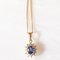 Vintage 18k Yellow Gold Chain Necklace with 18k Yellow Gold Daisy Pendant with Sapphire and Brilliant-Cut Diamonds, 1970s 1