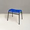 Italian Stool in Blue Plastic & Black Metal, 1960s 6