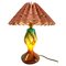 Lampada da tavolo in vetro soffiato di Murano colorato e dettagli dorati, anni '60, Immagine 1