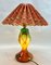 Lámpara de mesa de Murano con vidrio soplado de color y detalles de motas doradas, años 60, Imagen 8