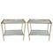 Mid-Century French Silver Side Tables with Eglomise Glass, 1970s, Set of 2 1