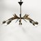 Chandelier with Copper Arms, Brass & Teak in the style of Stilnovo, Italy, 1960s 2