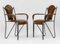 Französische Mid-Century Leder & Eisen Sessel im Stil von Jacques Adnet, 1950er, 2er Set 4