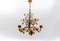 Large Mid-Century Modern Gilded Wrought Iron Ceiling Lamp, 1970s, Image 1
