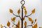 Large Mid-Century Modern Gilded Wrought Iron Ceiling Lamp, 1970s, Image 8