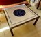 Low Mid-20th Century Square Coffee Table in White Marble Top Centred with Lapis Lazuli inlay, Resting on Metal Frame 1