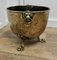 19th Century Beaten Brass Lions Mask Log Bin, 1890s 3