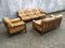 Scandinavian Leather Sofas and Lounge Chair, 1970s, Set of 3 3